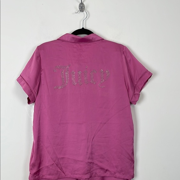 Juicy Couture Women's M Satin Pink Barbiecore Button Down Lounge Pajama Set - Picture 7 of 15